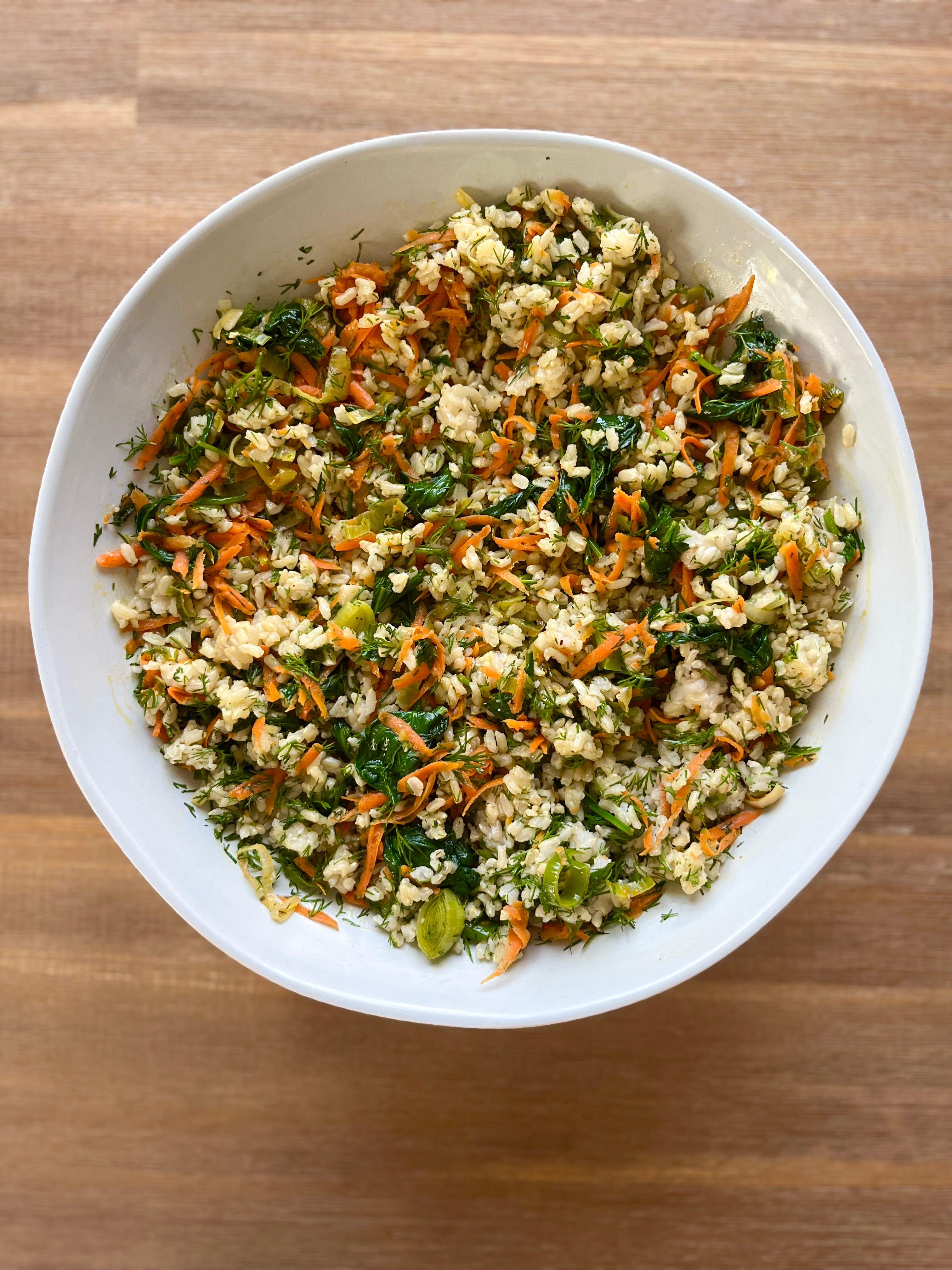 Dilled Rice with Carrots, Leeks, and Spinach